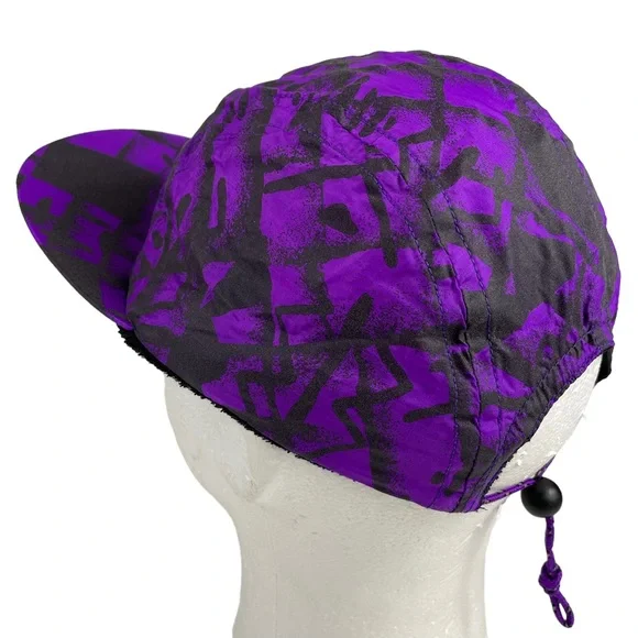 1990s Cycling Running Aztec Neon Purple Long Bill Cap Hat InSport Drawstring VTG Vintage | Accessories | 99s Cycling Running Aztec Neon  main image 2